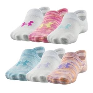 Under Armour Girls Ultra Low Tab Socks 6 pack Multicolored Sz 9-11 Kids NWT $18